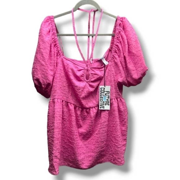 NWOT PLUS SIZE FUTURE COLLECTIVE TOP IN PINK - Picture 2 of 4